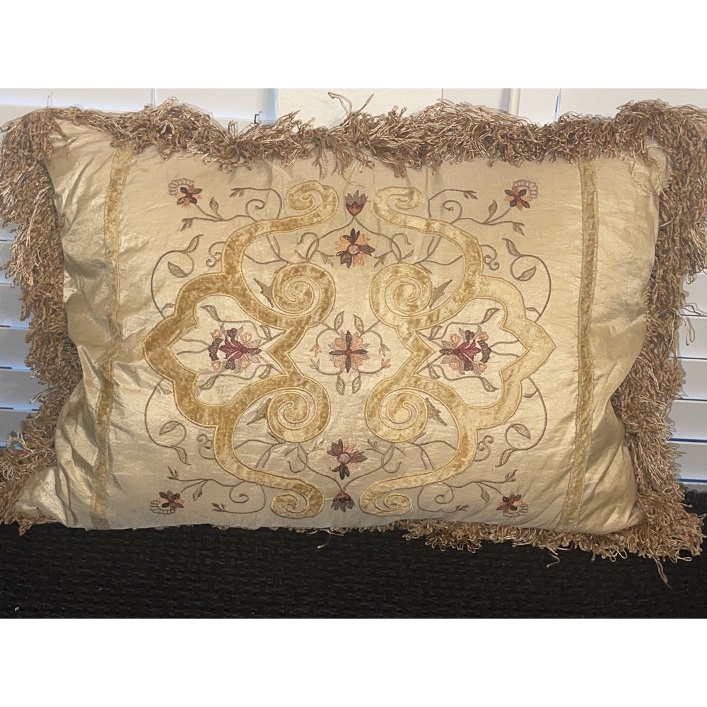 Stratford Home Vintage Down Goose Feather Decorative Embroidered Pillow